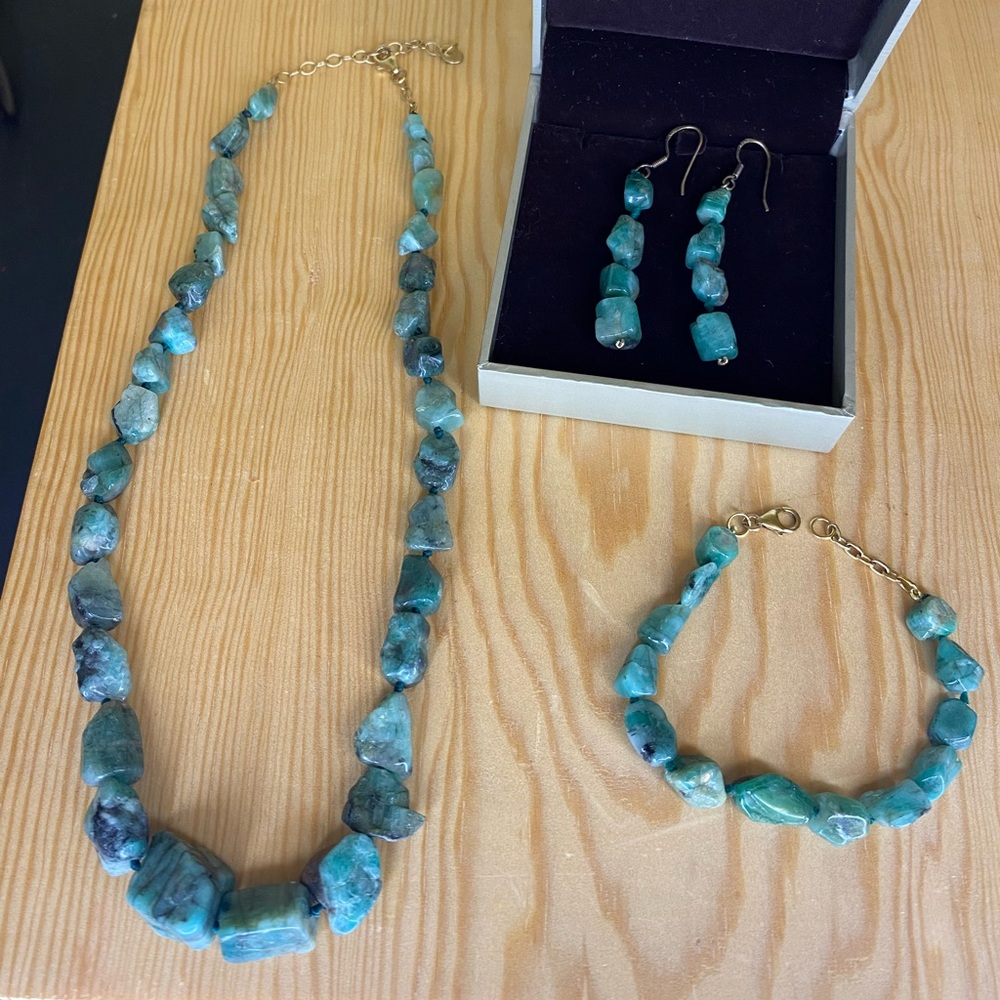 Genuine Turquoise jewelry set 925